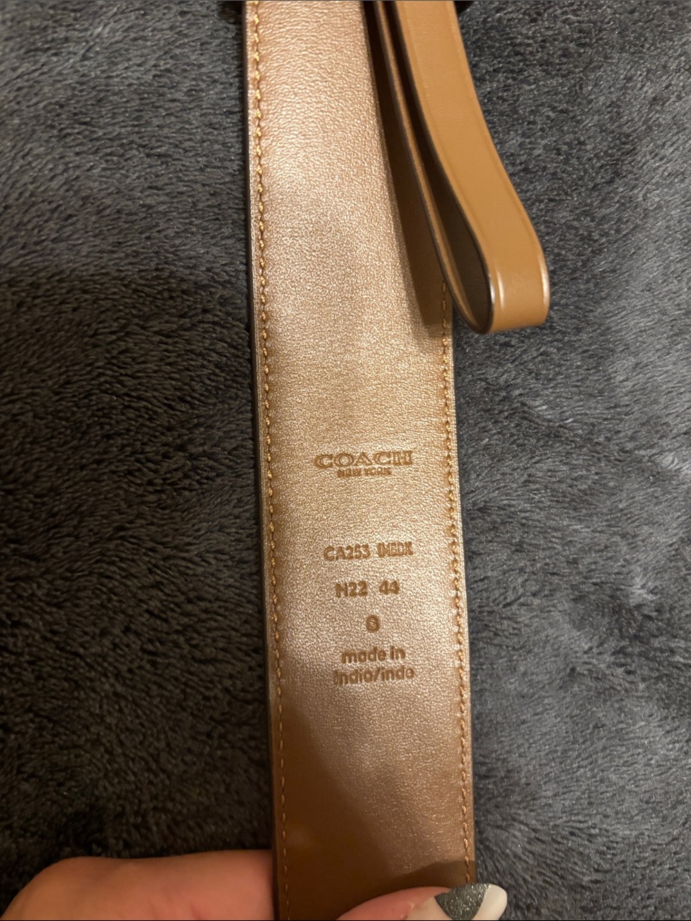 Coach Tan Signature Canvas Belt with Gold Double-O Buckle - Picture 2 of 4